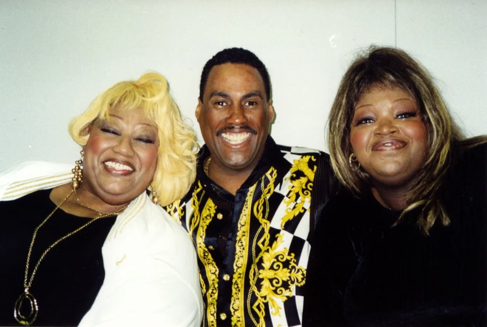Keith with the Weather Girls – archival photograph