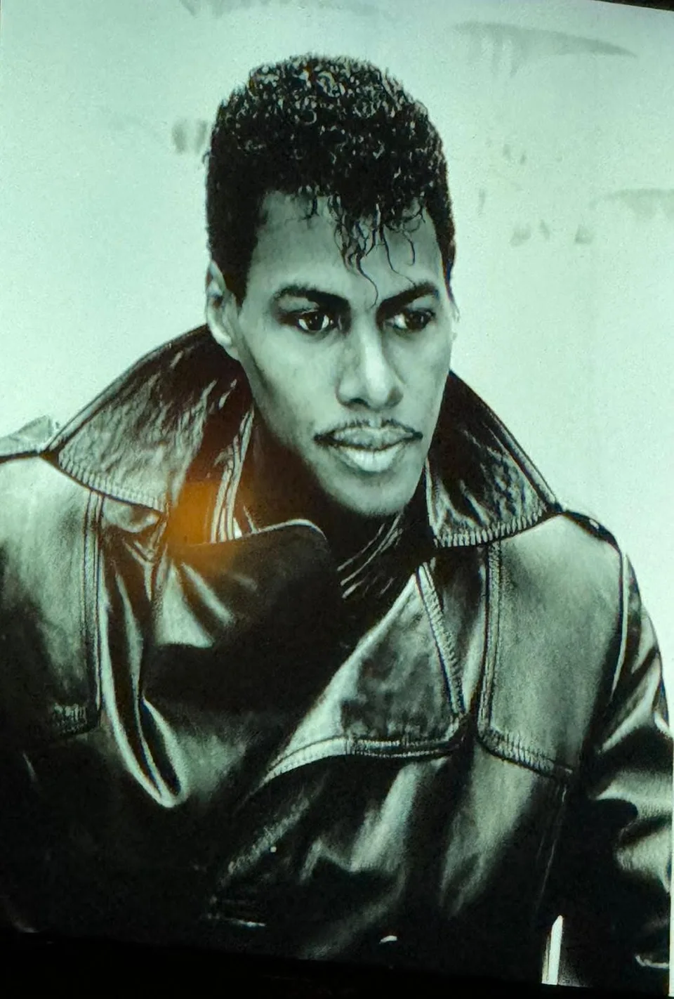 An early portrait of Keith in a leather jacket